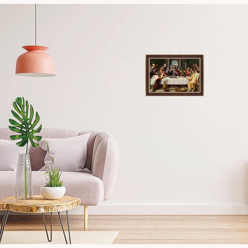 Dharvika Innovations لوحات يسوع المسيح لغرفة المعيشة، لوحة يسوع المسيح لتزيين الجدران، إطار صورة يسوع المسيح لتزيين الجدران 2327 (21x27 بوصة) بني - Image 4