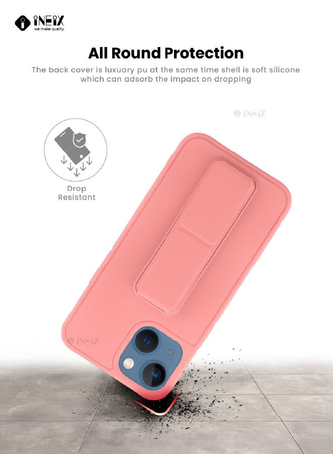 إينيكس جراب حماية 3 في 1 مغناطيسي ذو مسند للهاتف وسوار لأصابع اليد لهاتف  أبل آيفون 14 بلس وردي - Image 3