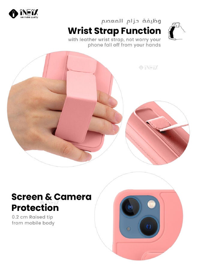 إينيكس جراب حماية 3 في 1 مغناطيسي ذو مسند للهاتف وسوار لأصابع اليد لهاتف  أبل آيفون 14 بلس وردي - Image 2