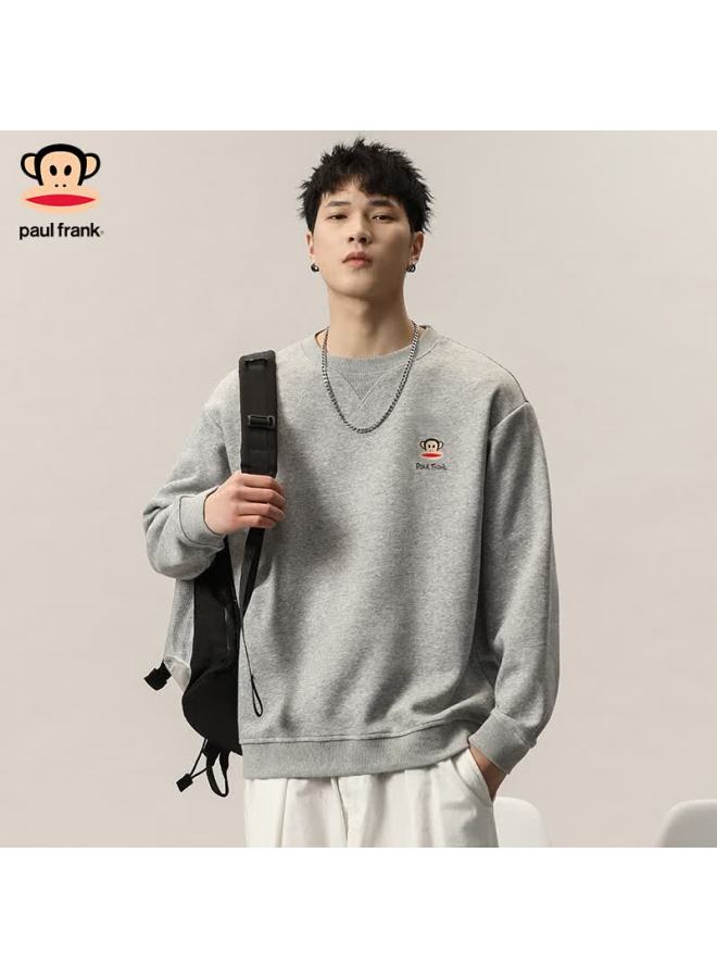 Paul Frank Trendy Crew Neck Gray Sweatshirt For Men, Spring And Autumn Loose Casual Top Undershirt, White Regular, M - Image 2