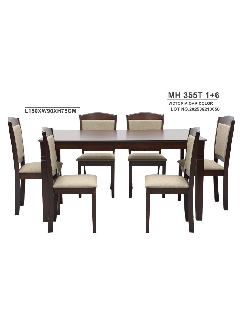 Galaxy Design 1+6 Dining Set Comfortable Dining Set Sturdy Kitchen Dining Table With 6 Dining Chairs Modern Design Furniture For Dining Room GDF-MH394 1+6(Brown)