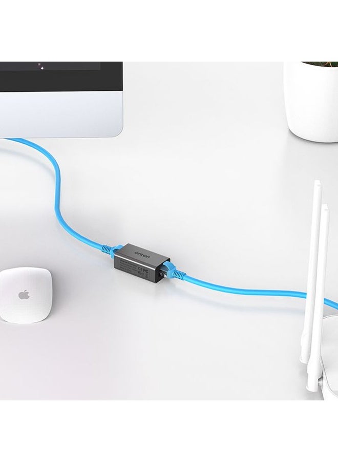 أونتن وصلة ONTEN OTN-E02 من نوع RJ45 Gigabit Ethernet، موصل كابل شبكة (LAN) يربط بين طرفي RJ45 (أنثى-أنثى)، تدعم سرعات نقل بيانات تصل إلى 1000 ميجابت في الثانية، هيكل متين من سبائك الألومنيوم ومادة ABS مع حماية ضد التداخل الكهرومغناطيسي (EMI)، تدعم خاصية التوصيل والتشغيل الفوري (Plug & Play) وتتوافق مع كابلات الشبكة من الفئات Cat5 وCat5e وCat6 وCat7 وCat8؛ مثالية للاستخدام في المنازل والمكاتب وأنظمة الألعاب وكاميرات المراقبة (CCTV). - Image 4