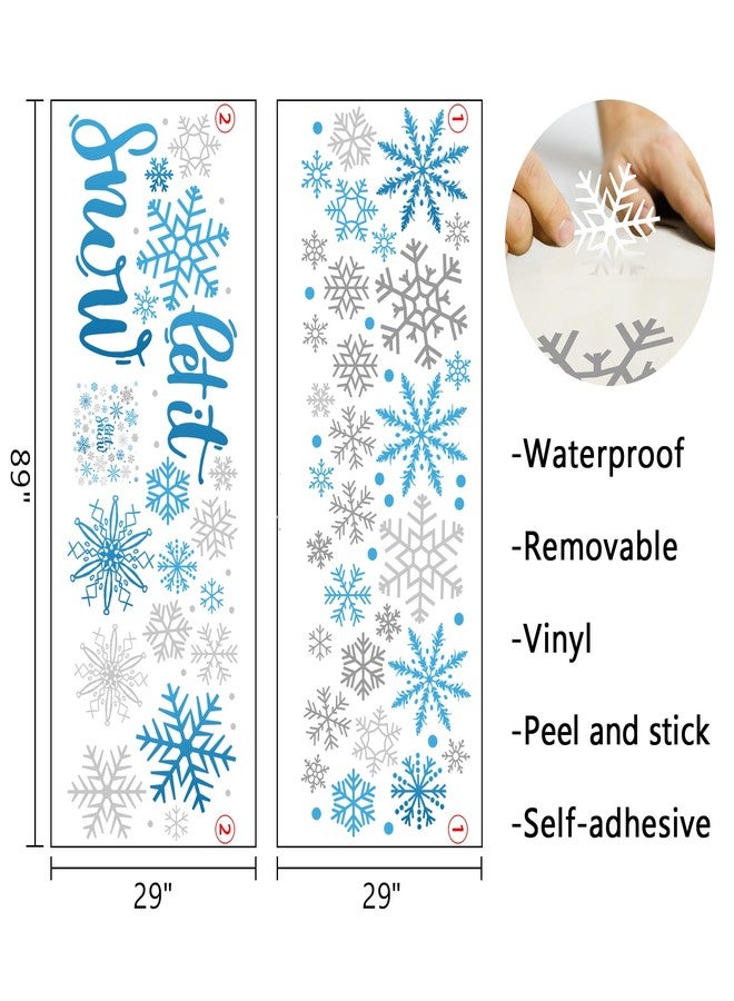 Mfault Winter Blue Grey Snowflake Wall Decals Stickers, Let It Snow Polka Dots Decorations Bedroom Art, Christmas Seasonal Home Living Room Kitchen Decor - Image 2