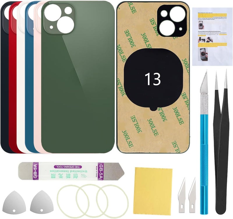 UooFide Rear Back Screen Glass Replacement Cover Compatible with iPhone 13 6.1-Inches All Carriers (Green) - Image 1