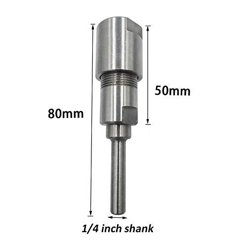 Eyech Heavy Duty Stainless Steel 1/4 Inch Shank Router Collet Extension Rod Trimming Engraving Machine Extender Chuck Holde Extender Adapter Woodworking Milling Bit for 1/4 Inch Shank Drill Bit - Image 3