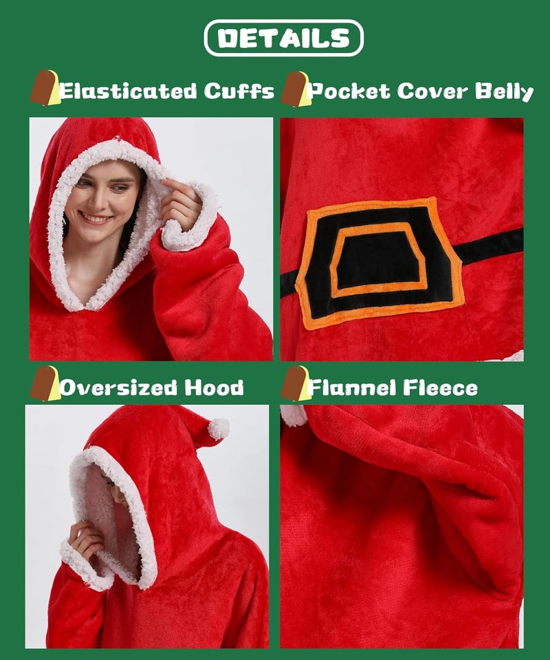 Solvienne Wearable Blanket Hoodie, Men Women Soft Flannel with oversized Pocket Christmas Halloween Cozy Lounge Wear - Image 5