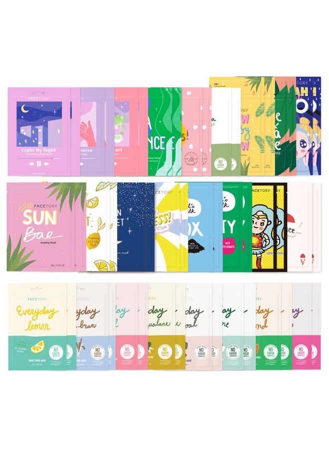 FACETORY K Beauty Face Mask Skin Care 50 COLLECTION Sheet Mask Set | Natural Premium Korean Face Mask For All Skin Types - No Sulfates No Parabens (50 pc) - Image 1