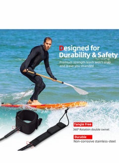 Y&D Premium Coil SUP Leash, 10 ft Coiled Paddle Board Leashes, 7.2mm Thick Legrope Strap for Longboard Surfboards, Stand-up Paddleboards, iSUP Replacement Leg Rope  - Image 3