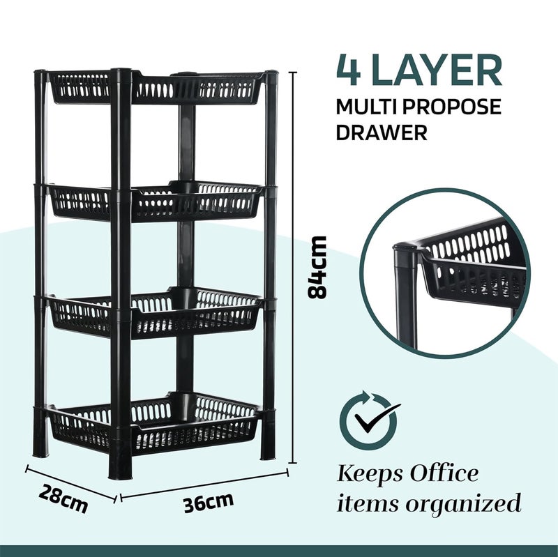 Kuber Industries Pack of 6 Multipurpose Racks For Storage 4Tier Kids Toy OrganizerUnder Wash Basin Office Storage cabinet Shelves Black - Image 3