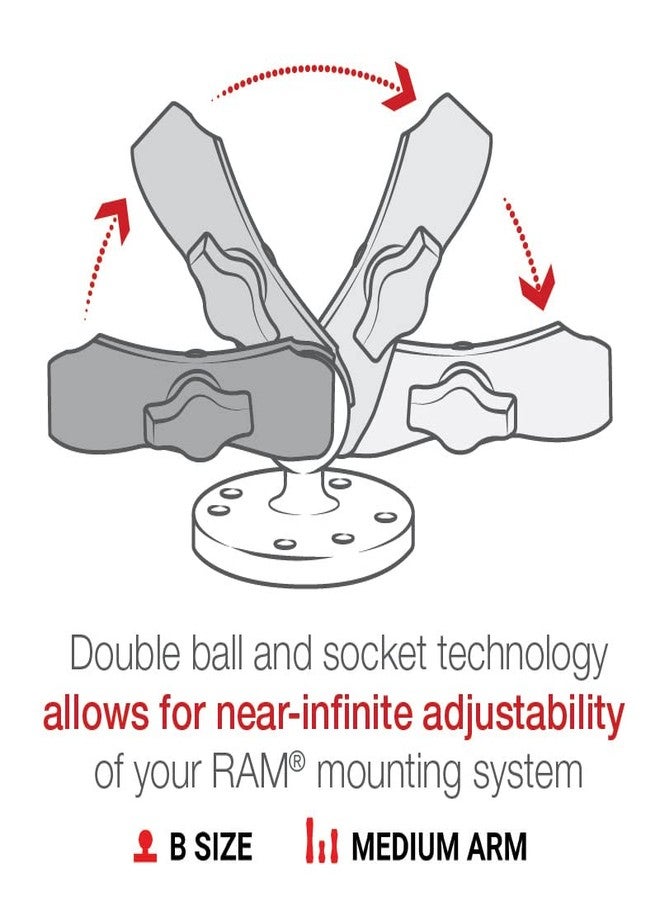 RAM Mounts حامل الهاتف الكبير RAM MOUNTS X-Grip مع قاعدة تثبيت مثقوبة RAM-B-138-UN10 مع ذراع متوسطة - Image 3