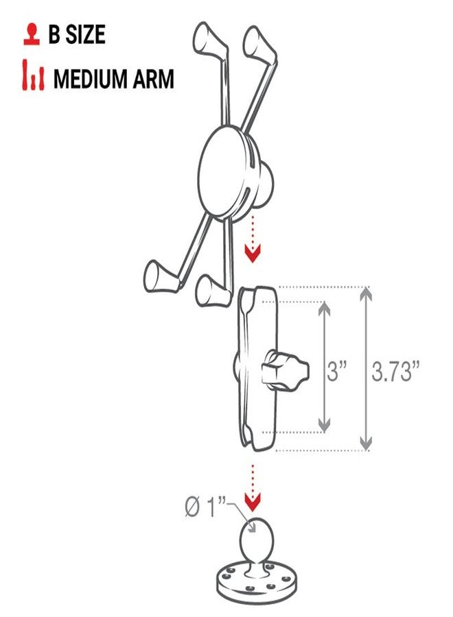 RAM Mounts حامل الهاتف الكبير RAM MOUNTS X-Grip مع قاعدة تثبيت مثقوبة RAM-B-138-UN10 مع ذراع متوسطة - Image 5