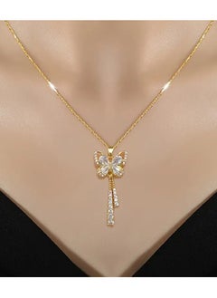 Home Clearance Sale 1pc Exquisite Butterfly-Shaped Tassel Long Sparkling Cubic Zirconia Copper Pendant Necklace - Fashionable Jewelry Accessories for Anniversary Gifts, Wedding Parties, and Everyday Wear - Dazzling, Elegant, and Affordable  - Image 4