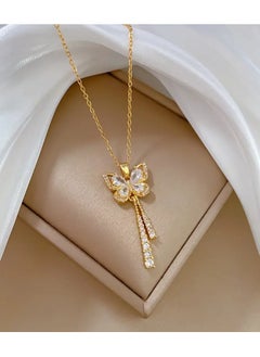 Home Clearance Sale 1pc Exquisite Butterfly-Shaped Tassel Long Sparkling Cubic Zirconia Copper Pendant Necklace - Fashionable Jewelry Accessories for Anniversary Gifts, Wedding Parties, and Everyday Wear - Dazzling, Elegant, and Affordable  - Image 5