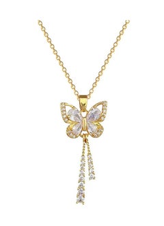 Home Clearance Sale 1pc Exquisite Butterfly-Shaped Tassel Long Sparkling Cubic Zirconia Copper Pendant Necklace - Fashionable Jewelry Accessories for Anniversary Gifts, Wedding Parties, and Everyday Wear - Dazzling, Elegant, and Affordable  - Image 1