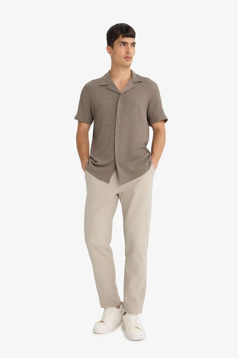 Defacto  Jogger Fit Elastic Waist Cotton Textured Trousers for Men | Best Price UAE