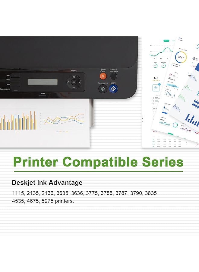 إيروريكس خراطيش حبر 650XL باللونين الأسود والملون، عبوة بديلة عالية الإنتاجية لطابعات HP 650 650 XL، تعمل مع طابعات Deskjet 1015 1515 3515 2515 2645 2545 4645، عبوتان، واحدة باللون الأسود وواحدة بثلاثة ألوان - Image 2