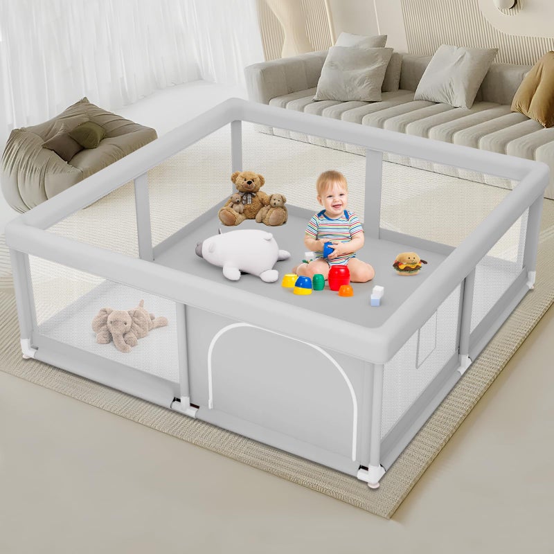 Jaobeem Baby Playpen for Babies and Toddlers 50 x 50 inch, Play Yards Indoor & Outdoor, Sturdy Safety Play Pen with Soft Breathable Mesh, Baby Fence - Image 1