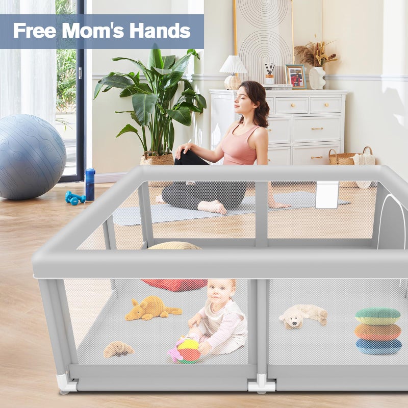 Jaobeem Baby Playpen for Babies and Toddlers 50 x 50 inch, Play Yards Indoor & Outdoor, Sturdy Safety Play Pen with Soft Breathable Mesh, Baby Fence - Image 2