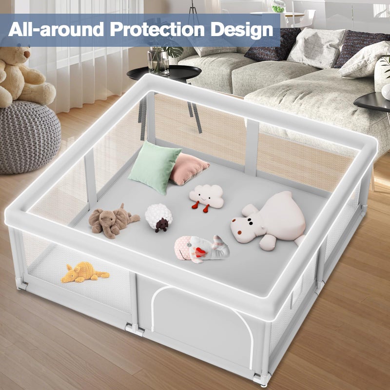 Jaobeem Baby Playpen for Babies and Toddlers 50 x 50 inch, Play Yards Indoor & Outdoor, Sturdy Safety Play Pen with Soft Breathable Mesh, Baby Fence - Image 3