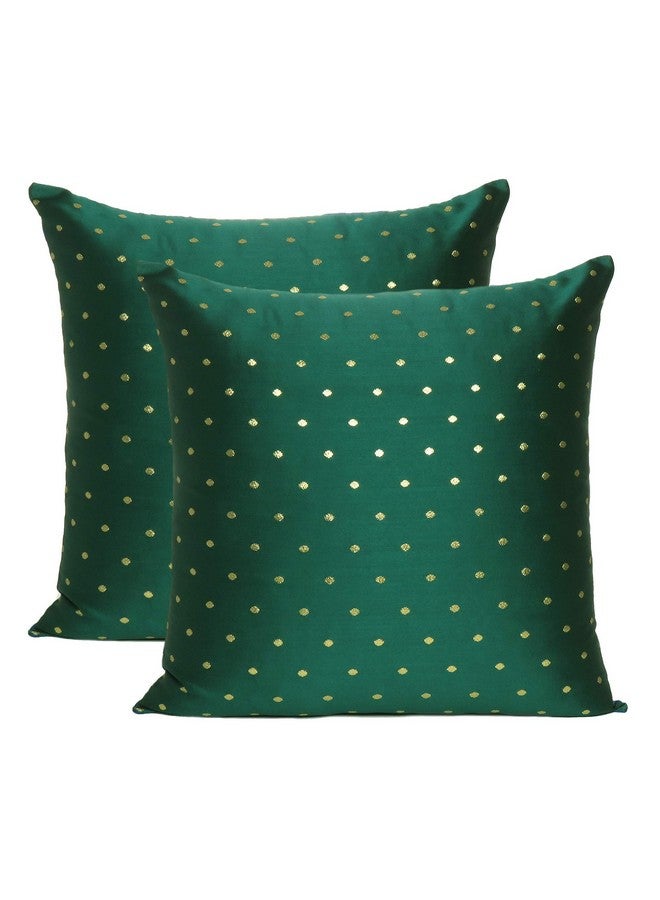 Oussum Art Silk Pillow Cover Cushion Cover Sofa Waist Throw Pillow Case Home Decor Set of 2 (16 x 16, Green) - Image 1