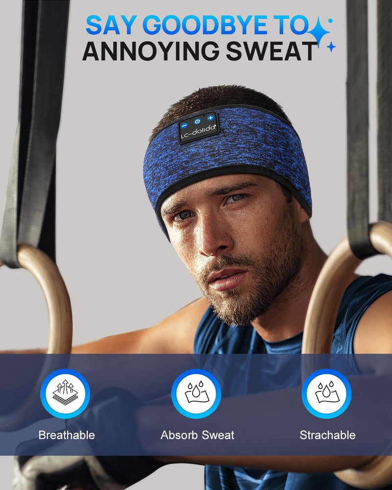 LC-dolida Sleep Headphones Headband Bluetooth 5.4, Sports Headband Earphones Wireless with Speaker Microphone USB C for Women Sleeping Gift Workout Jogging Yoga Insomnia Travel Meditation - Image 4