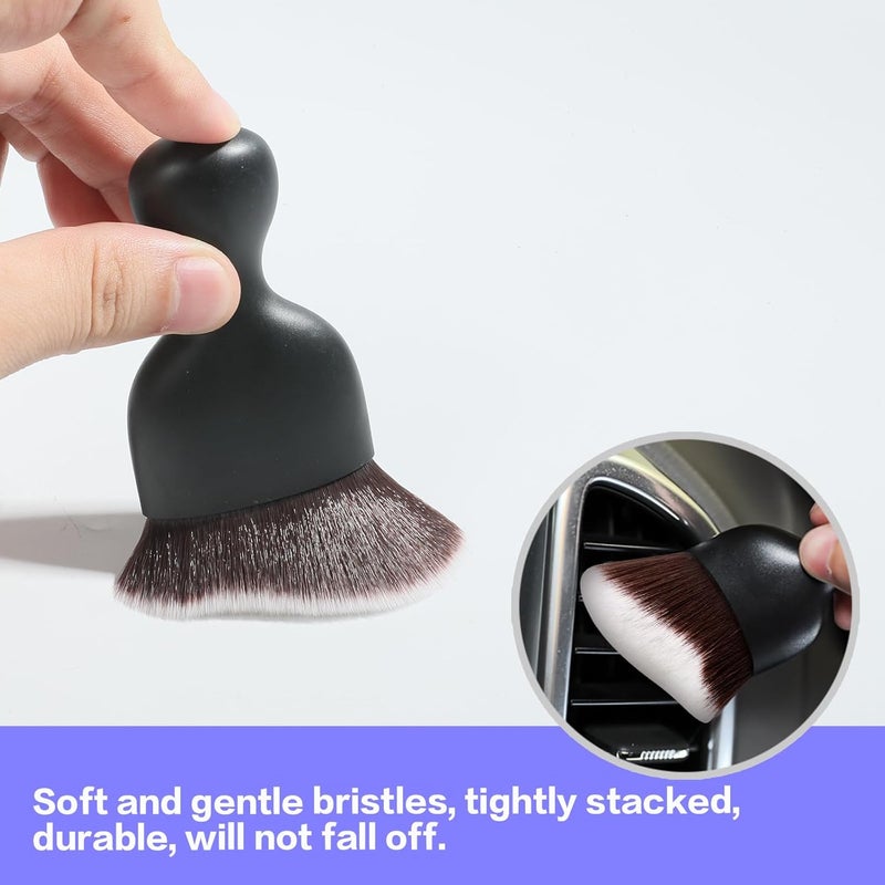 AOCISKA Car Interior Detailing Brush,Soft Bristle Cleaning Brush Car Detailing Brush Dusting Brush,Car Interior Cleaning Tool,Auto Detail Brush Car Dash Duster Brush (Brown&White), QXS002 UV resistant - Image 2