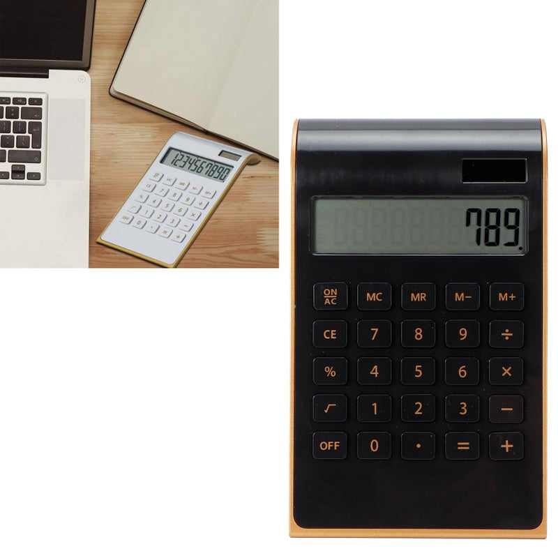 Portable 10 Digits Calculator Ultra Thin Solar Power Calculator for Home Office Business LCD DisplayBlack - Image 5