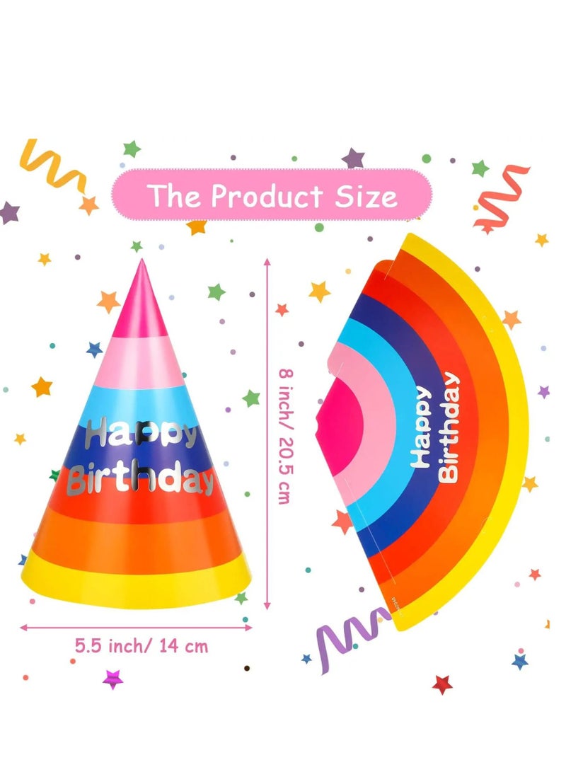 Y&D 100 Pieces Birthday Party Hats, Rainbow Cone Hats Paper Colorful Art Craft Caps for Kids Adults Supplies, - Image 5