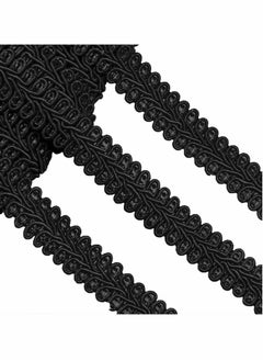 Gimp Braid Trim Yard Polyester Woven Braid Trim Upholstery Trim Decorative Gimp Trim for Costume DIY Crafts Sewing Curtain Slipcover  1/2 Inch 20  (Black)