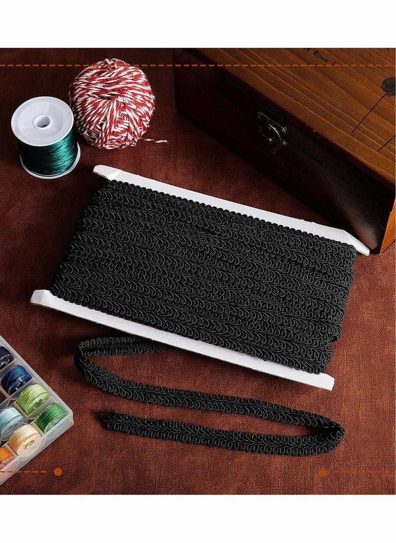 Excefore - Gimp Braid Trim Yard Polyester Woven Braid Trim Upholstery Trim Decorative Gimp Trim for Costume DIY Crafts Sewing Curtain Slipcover  1/2 Inch 20  (Black) - Image 1