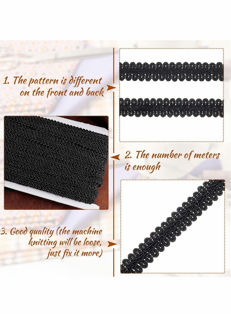 Excefore - Gimp Braid Trim Yard Polyester Woven Braid Trim Upholstery Trim Decorative Gimp Trim for Costume DIY Crafts Sewing Curtain Slipcover  1/2 Inch 20  (Black) - Image 1