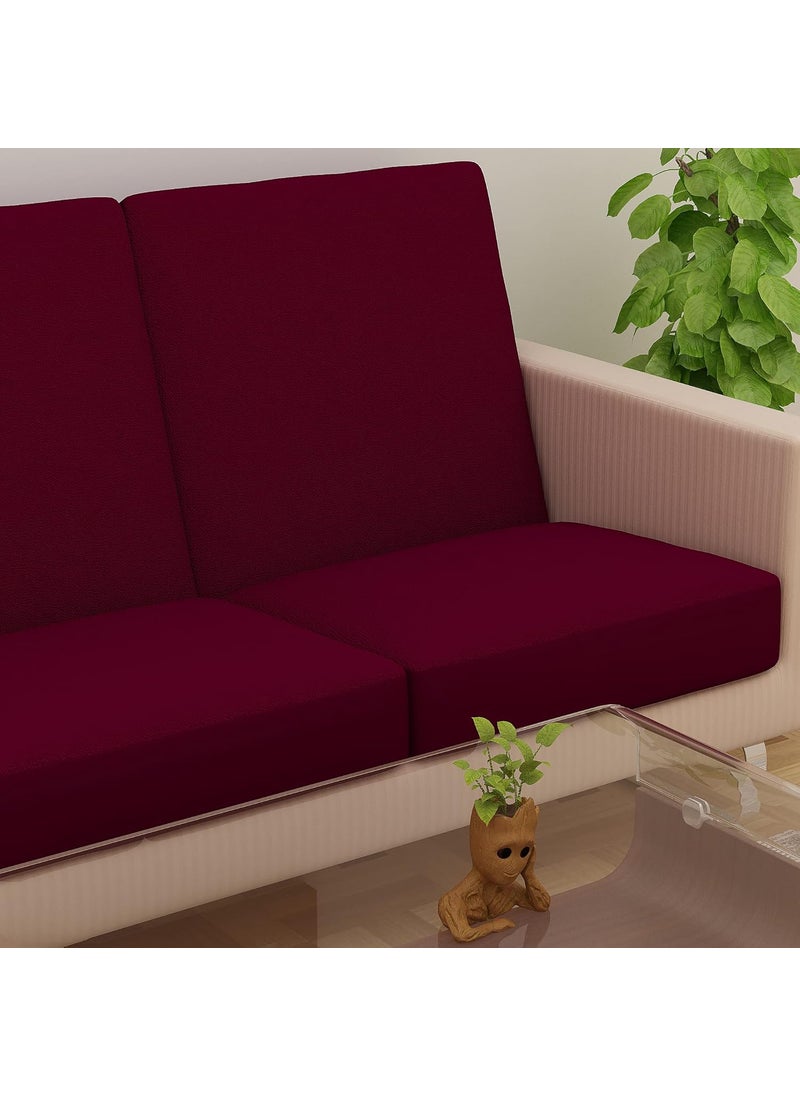 DREAM KING - Dream King Terry Polycotton Sofa Seat Protector Flexible Elastic Stretchable Sofa Cover Sofa Protector Four Seater Color Maroon Size 23 inch X 23 inch Pack of 6 - Image 1