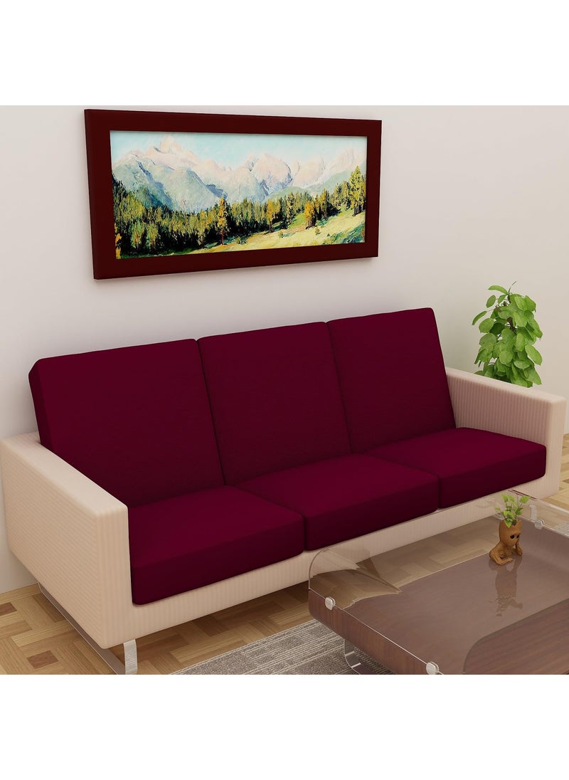 DREAM KING - Dream King Terry Polycotton Sofa Seat Protector Flexible Elastic Stretchable Sofa Cover Sofa Protector Four Seater Color Maroon Size 23 inch X 23 inch Pack of 6 - Image 1