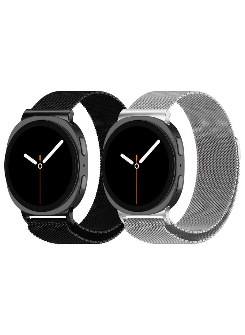 2Packs Milanese Metal Band for Samsung Galaxy Watch 8 Band 40mm 44mm/8 Classic 46mm, Mesh Magnetic Stainless Steel Loop Strap - Image 2