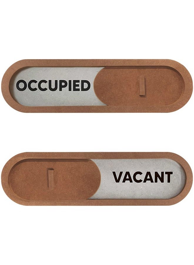 GEEKBEAR Vacant/Occupied Slider Sign (Brown) - Made with Premium MDF Wood - Elegant, Visible, and Easy to Install - Image 1