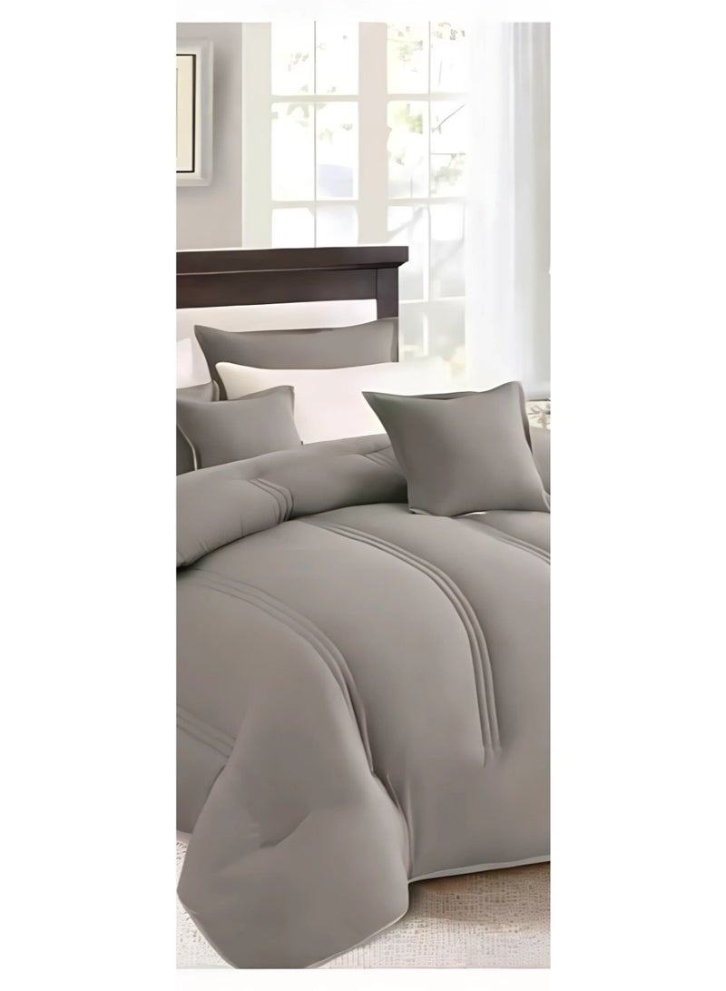 مارك مفرش نفرين ذو طابع وجهين فخم ملكي من خامه المايكروفايبر مقاس 1-لحاف 240*260سم، 1-شرشف   200*200 سم، 4-بيت مخده 50*75سم، 2- بيت مخده مربع 45*45سم. - Image 3