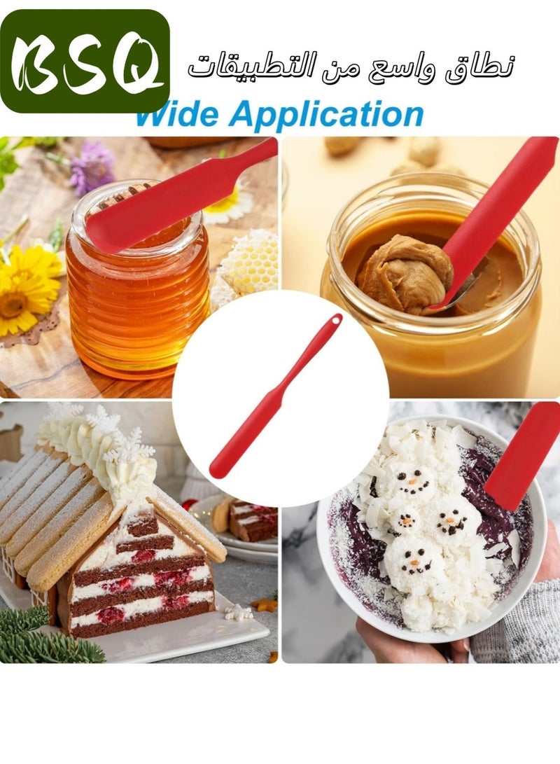 بي إس كيو (مجموعة من 4 قطع، باللون الأحمر) ملعقة سيليكون | أدوات خبز الكيك | ملعقة سيليكون صغيرة | ملعقة طويلة مقاومة للحرارة | مناسبة للمطبخ والخبز وتزيين الكيك. - Image 1