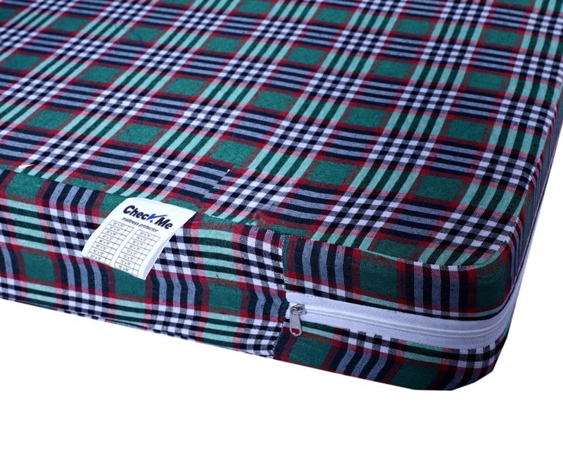 CheckMe Cotton Mattress Cover/Protector for King Size Bed with Zip/Chain 84x75x8 Inch / 7x6.25 Feet - Multicolor - Image 1