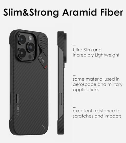 Aulumu A16 Aramid Fiber for iPhone 16 Pro Case | 1500D Ultra Slim Woven | Real Cooling | Compatible with MagSafe - Image 3