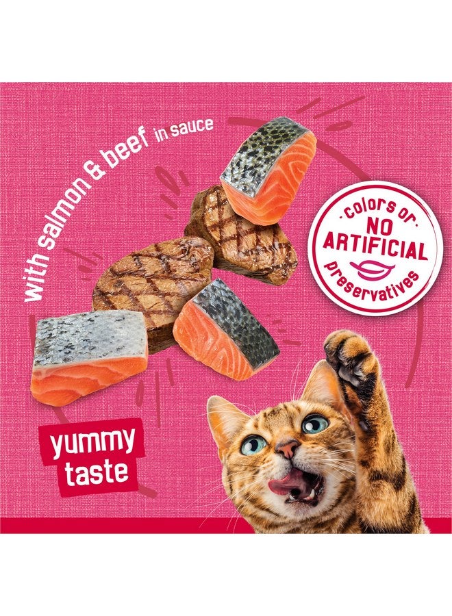 فريسكس طعام القطط الرطب عالي البروتين Purina Friskies Prime Filets With Salmon and Beef in Sauce - (عبوة من 24 علبة) 5.5 أونصة - Image 4