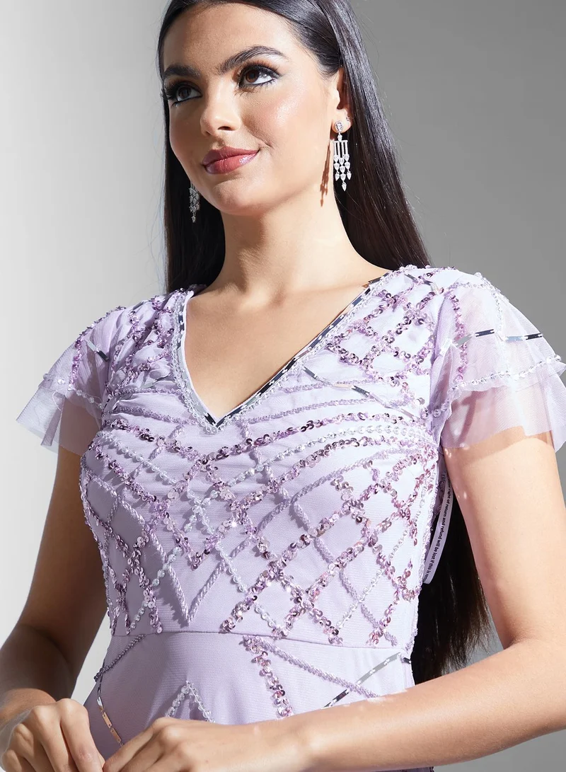 Amelia Rose Sequin Detail Maxi Dress