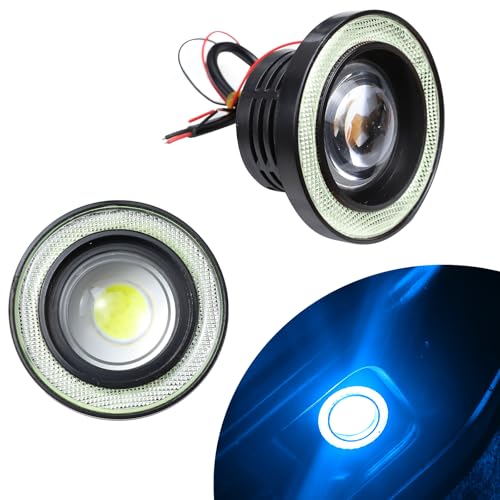 Wogomz 2PCS Angel Eye Halo Fog Lights for Cars Super Bright LED Fog Lights Assembly with COB Aperture 12V Daytime Running Light Bulb Fits Car Truck SUV Universal Car Accessories Ice Blue - Image 1