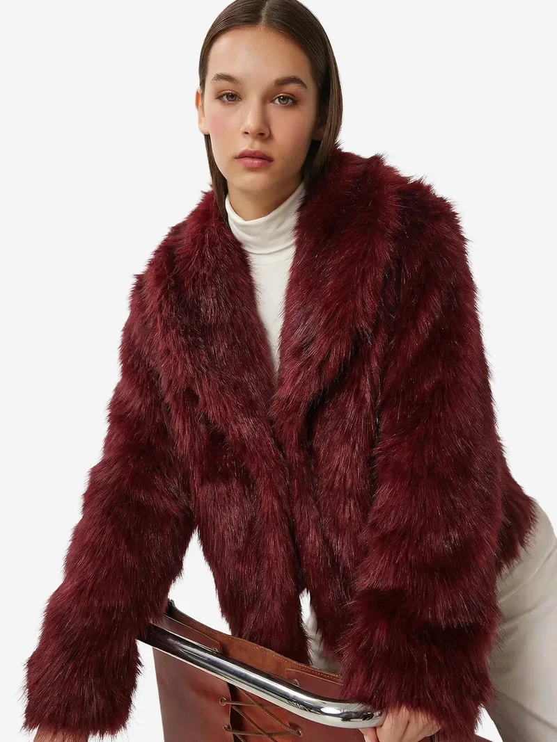 السعادة في إسطنبول ISTANBUL Faux Fur Shawl Collar Jacket