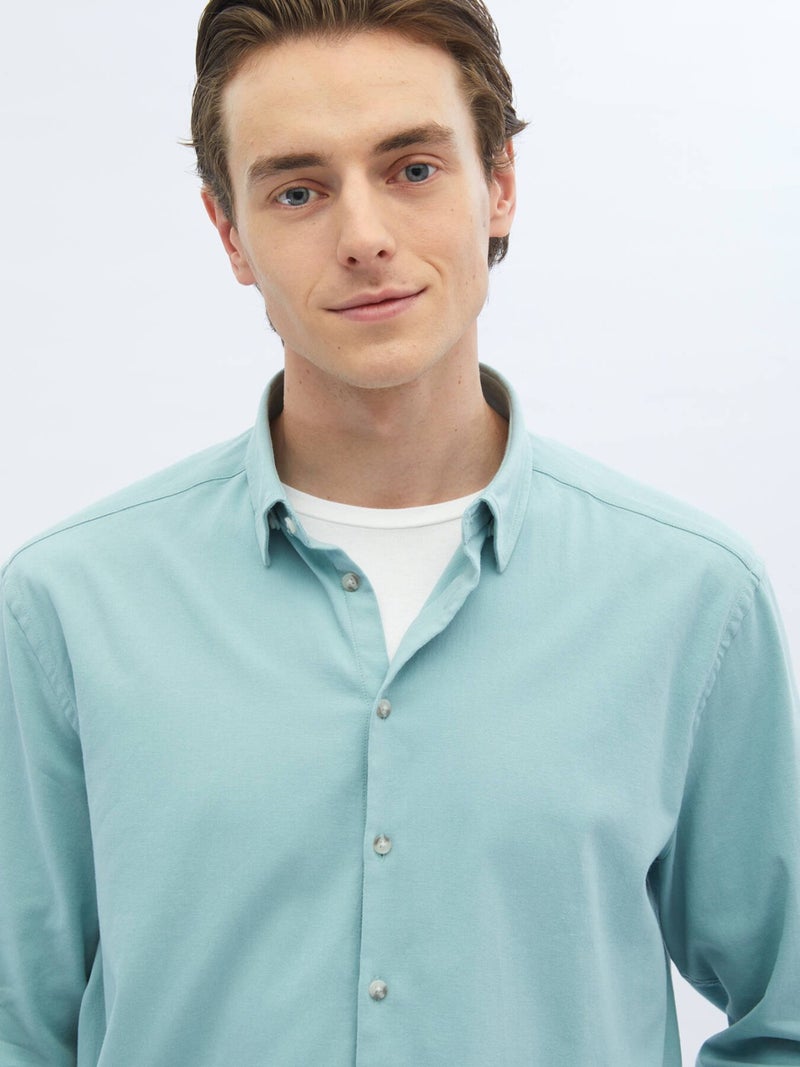 White Plain Regular Fit Woven Casual Cotton Blend Shirt