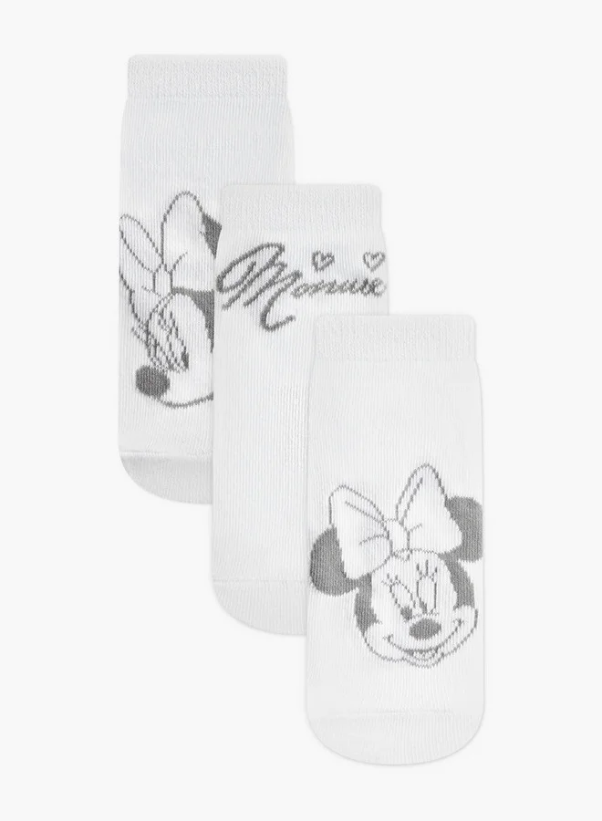 Disney Minnie Mouse Print Ankle Length Socks - Set of 3
