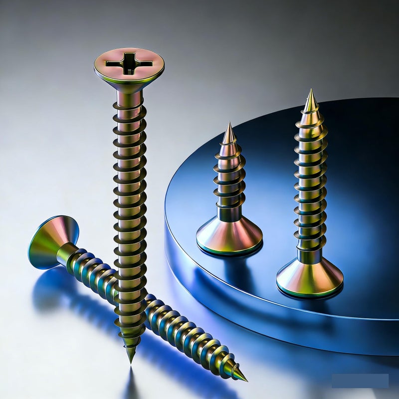 Wensilon (385PCS) Flat Head Yellow zinc Wood Screws, Quick Metal self Tapping Flat Head, Equipped with Dry Wall Plastic Anchor kit. - Image 3