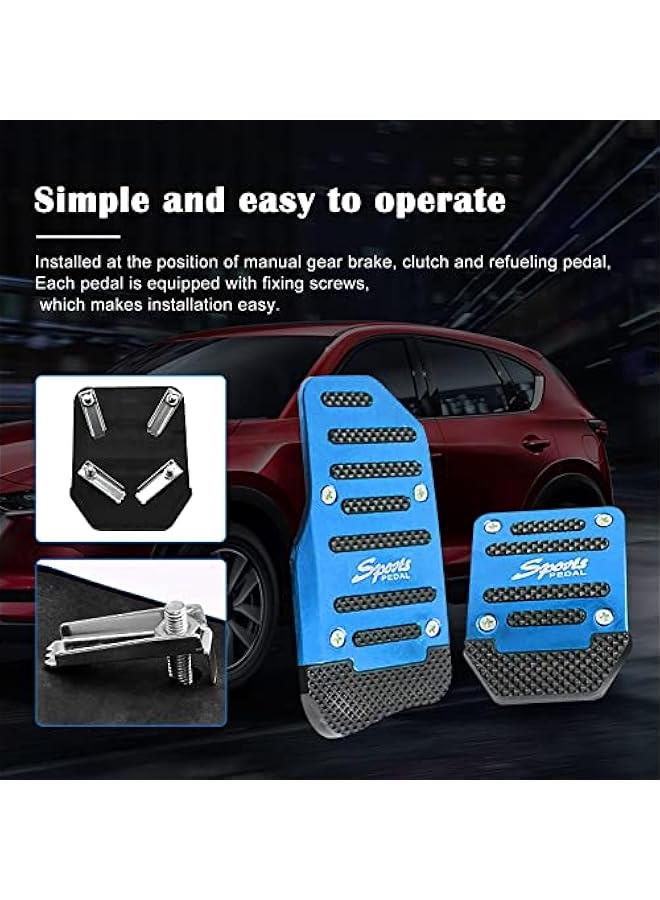 Generic 3 PCS Car Non-Slip Aluminum Alloy Pedal Pads, Manual/Automatic Gearbox Gas Pedal Brake Pedal Cover, Anti-rubbing Car Clutch Pedal Kits, Auto Universal Replacement Accessories (Blue) - Image 3