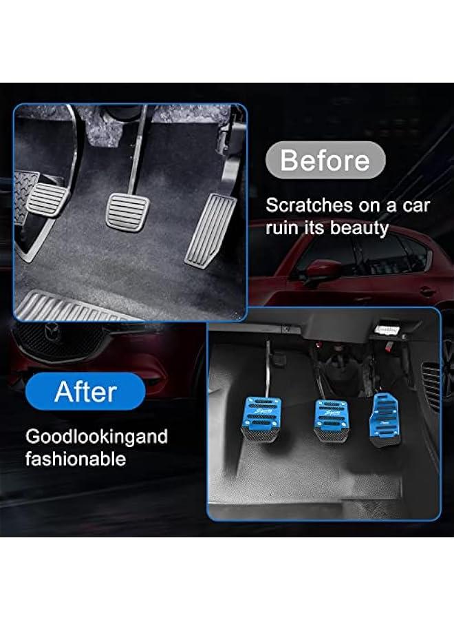 Generic 3 PCS Car Non-Slip Aluminum Alloy Pedal Pads, Manual/Automatic Gearbox Gas Pedal Brake Pedal Cover, Anti-rubbing Car Clutch Pedal Kits, Auto Universal Replacement Accessories (Blue) - Image 4