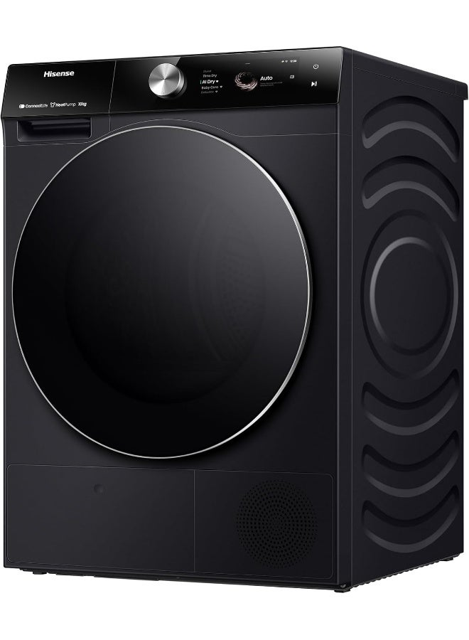 Hisense DH7S107BB 7S Series 10 Kg Heat Pump Dryer with Inverter Motor, Smart WiFi, AI Super Dry Technology,  Smart Energy Monitoring, 20 Programs, Premium Black DH7S107BB black - Image 3