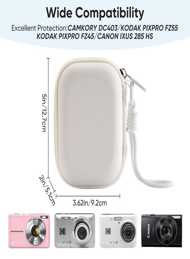 TYSORETY Camera Case for Digital Camera CAMKORY DC403 FHD 1080P/ KODAK PIXPRO FZ55/ FZ45, Small Travel Compact Camera Holder with Mesh Pocket for Accessories SD Card (White) - Image 2